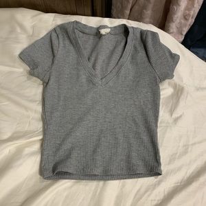 Gray v-neck shirt